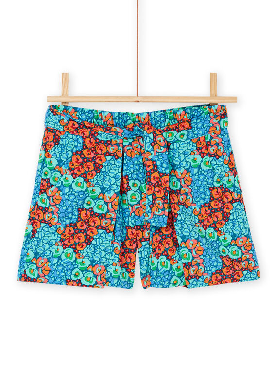 Short fluide bleu canard à imprimé fleurs RABALSHORT2 / 23S901W2SHO714